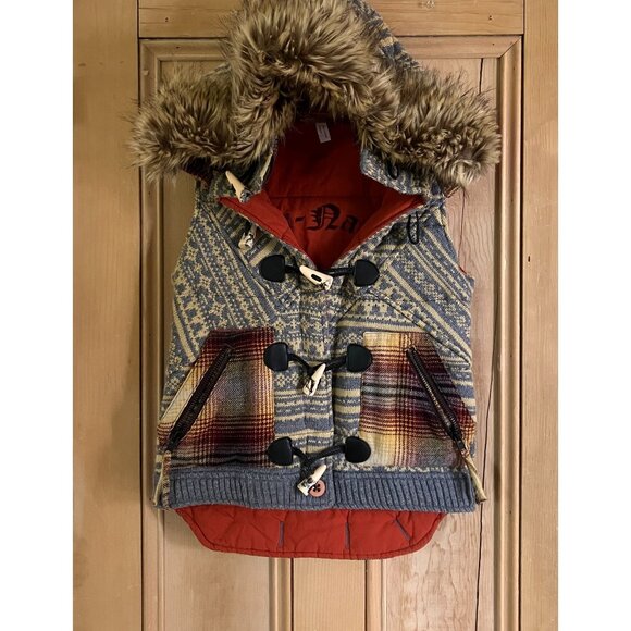 Da-Nang Womens Toggle Wool Removable Fur Hood Vest Jacket Size Small Gray FA EXC - Picture 4 of 12